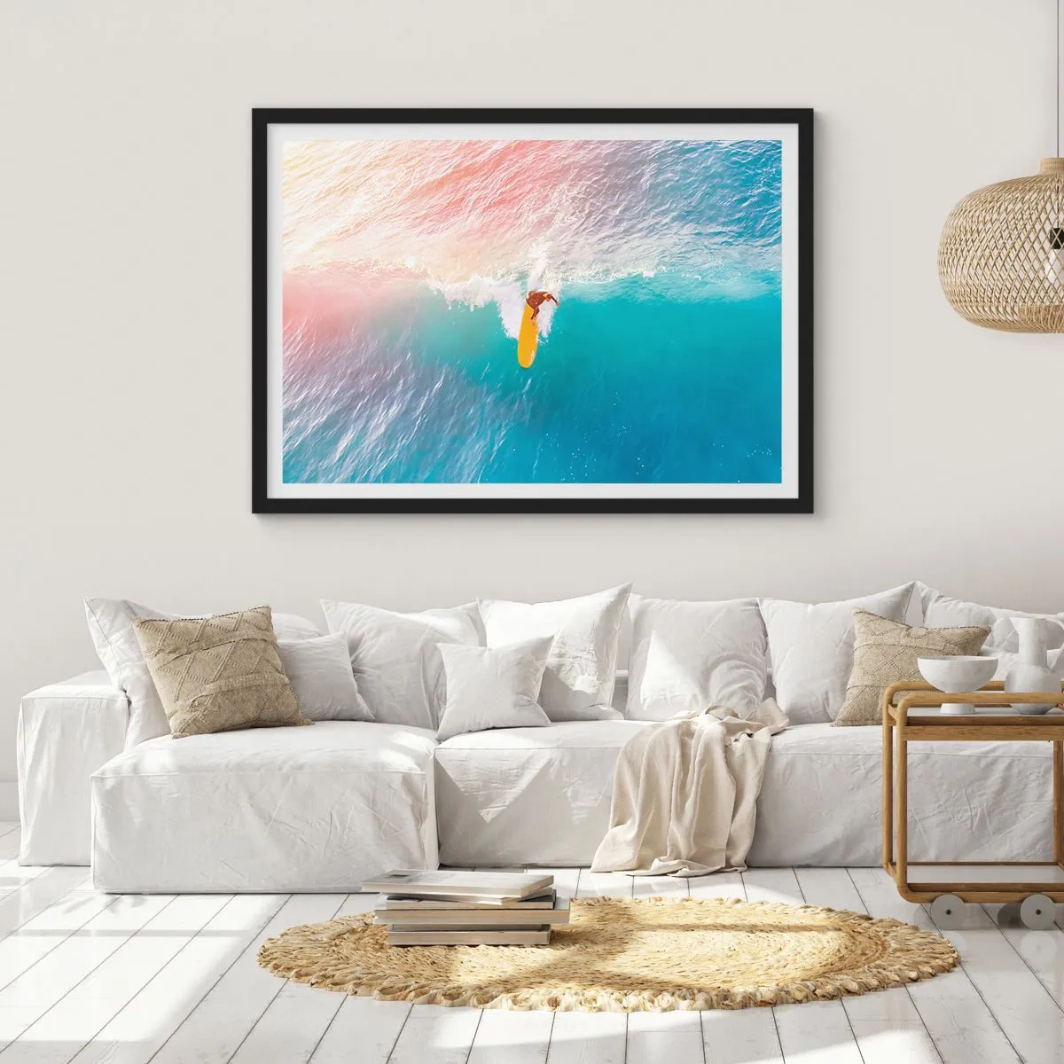 Póster en marco negro - Jinete del océano - 40x30 cm