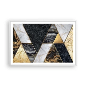 Póster en marco blanco - Collage de piedras - 91x61 cm