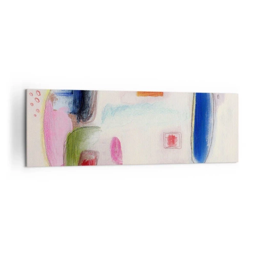 Cuadro sobre lienzo - Impresión de Imagen - Formas abstractas coloridas sobre un fondo claro - 160x50cm - Convexo, cóncavo, plano - Decoración de pared moderna para salón y dormitorio ARTTOR