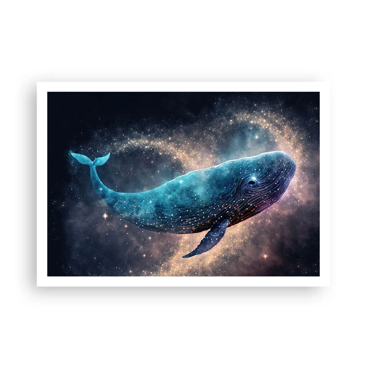 Póster - Una ballena espacial con una galaxia al fondo. - 100x70cm - Existe un mundo diferente - Decoración de pared moderna para salón y dormitorio ARTTOR