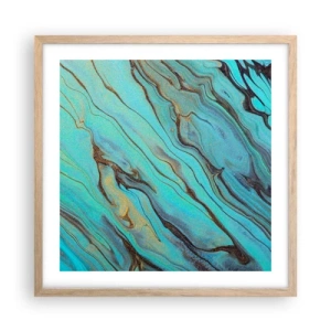Póster en marco roble claro - Marea turquesa - 50x50 cm