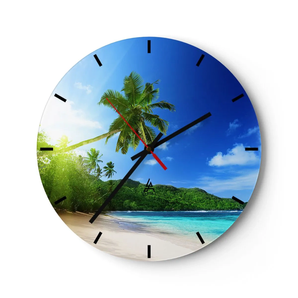 Reloj de pared - Reloj de vidrio - Un suave toque tropical - 40x40 cm