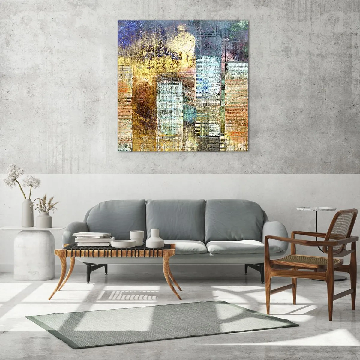 Cuadro sobre vidrio - Impresiones sobre Vidrio - Metrópolis soleada - 70x70 cm