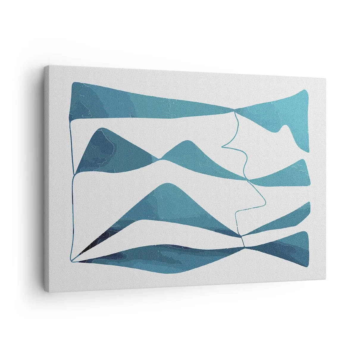 Cuadro sobre lienzo - Impresión de Imagen - Formas abstractas en tonos azules sobre un fondo blanco. - 70x50cm - Abstracción: un compuesto turquesa - Decoración de pared moderna para salón y dormitorio ARTTOR