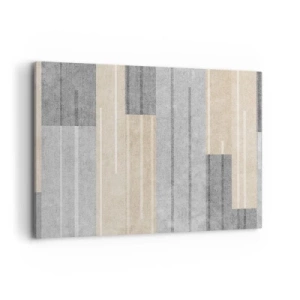 Cuadro sobre lienzo - Impresión de Imagen - Composición geométrica en tonos grises y beige. - 100x70cm - Composición: sostener la vertical - Decoración de pared moderna para salón y dormitorio ARTTOR
