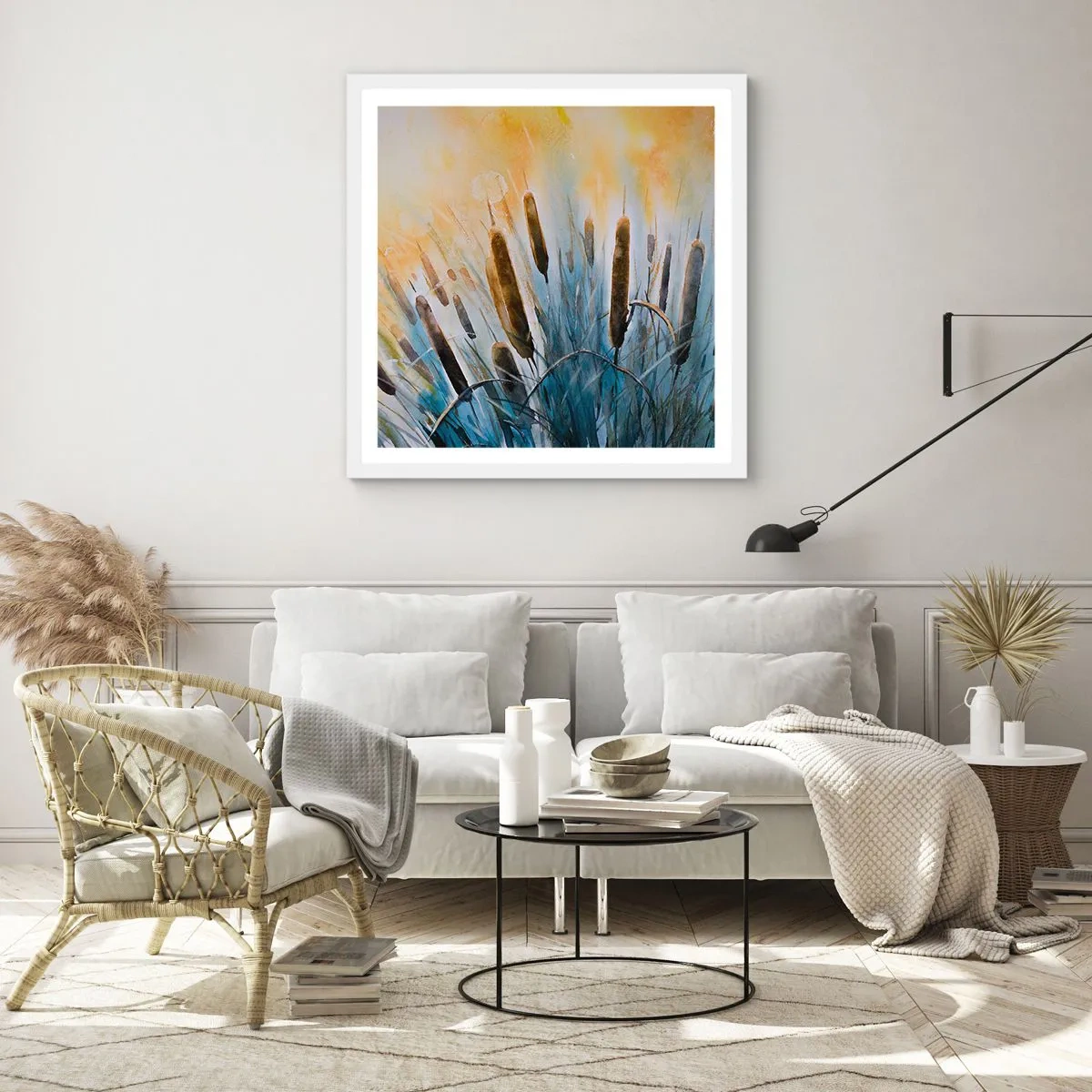 Póster en marco blanco - El frío del agua, el calor del sol - 40x40 cm