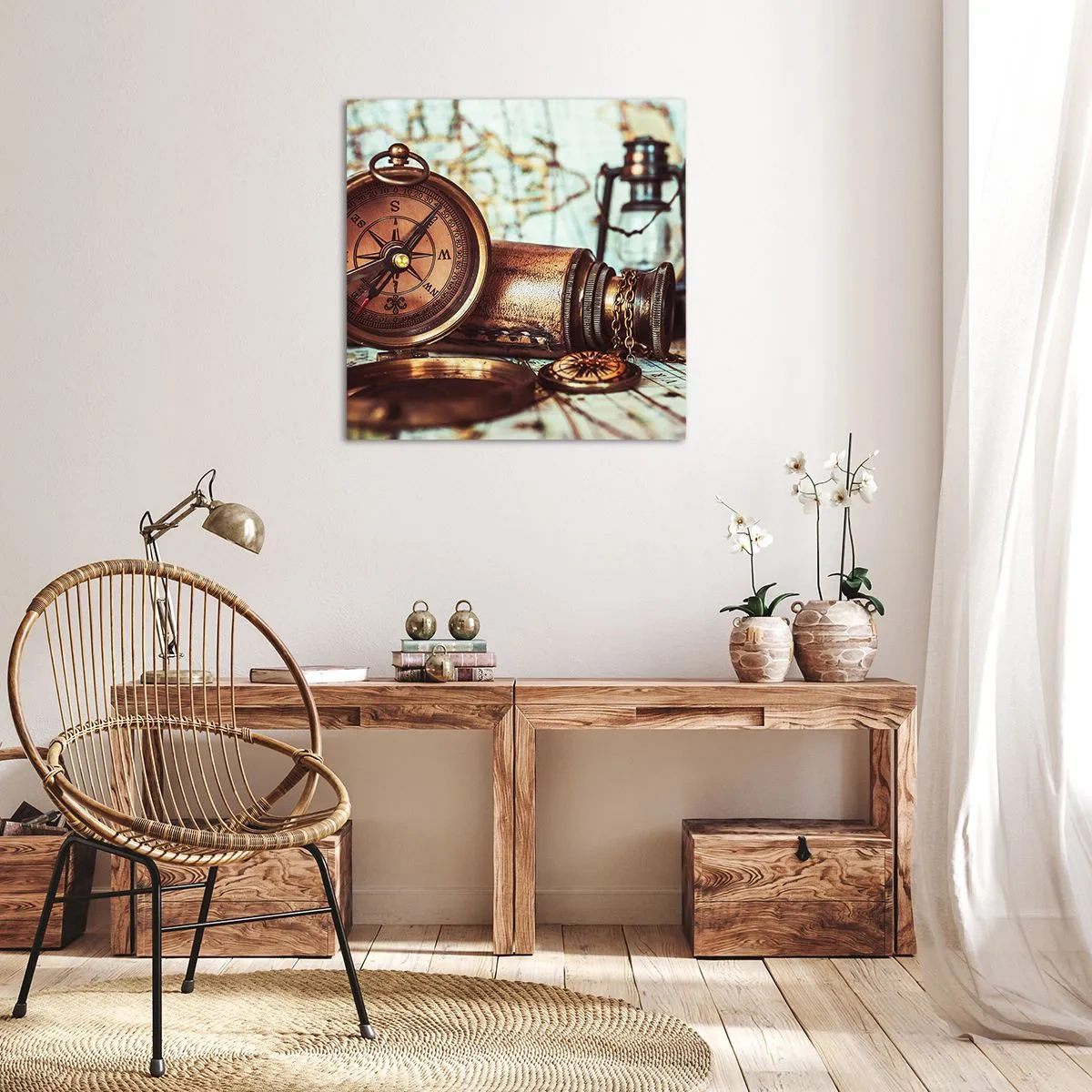 Cuadro sobre lienzo - Impresión de Imagen - Te espera una aventura pirata en el Caribe - 70x70 cm