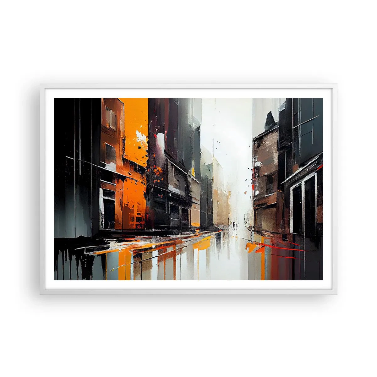 Póster en marco blanco - Día lluvioso - 100x70 cm