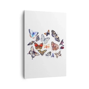Cuadro sobre lienzo - Impresión de Imagen - Mariposas coloridas sobre un fondo blanco - 70x100cm - Enjambre de colores - Decoración de pared moderna para salón y dormitorio ARTTOR