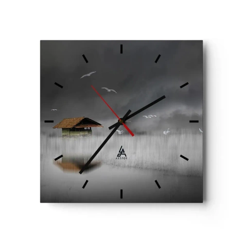 Reloj de pared - Reloj de vidrio - Resguardo de la lluvia - 40x40 cm