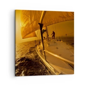 Cuadro sobre lienzo - Impresión de Imagen - Atardecer dorado tras un día multicolor - 60x60 cm