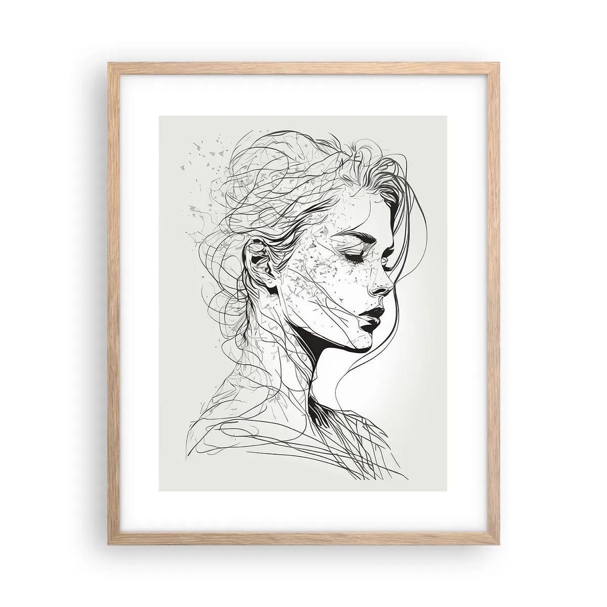 Póster en marco roble claro - Retrato de ensueño - 40x50 cm