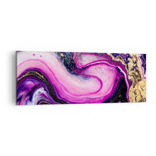 Cuadro sobre lienzo - Impresión de Imagen - Ondas abstractas en tonos morados y dorados. - 140x50cm - Un momento abstracto - Decoración de pared moderna para salón y dormitorio ARTTOR