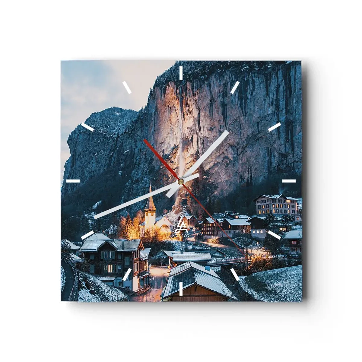 Reloj de pared - Reloj de vidrio - El espíritu luminoso del invierno - 40x40 cm