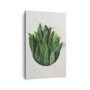 Cuadro sobre lienzo - Impresión de Imagen - Una composición de hojas verdes sobre un fondo claro. - 80x120cm - Curiosidad desenfrenada - Decoración de pared moderna para salón y dormitorio ARTTOR