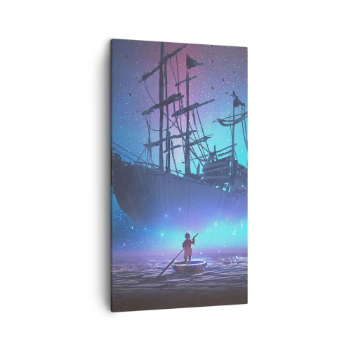 Cuadro sobre lienzo - Impresión de Imagen - El encuentro con el mito del mar - 45x80 cm