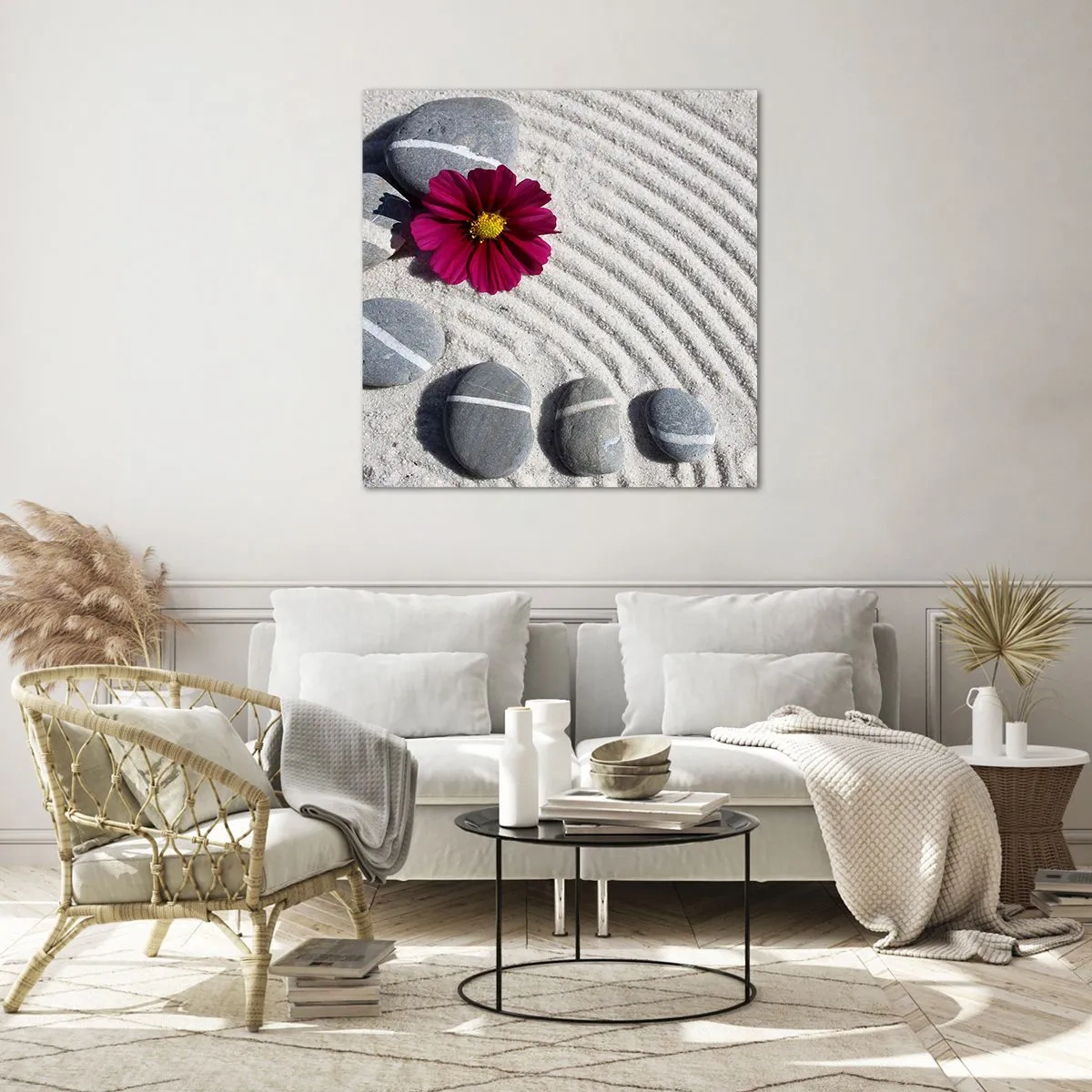 Cuadro sobre vidrio - Impresiones sobre Vidrio - Energía y paz del círculo mágico de la naturaleza - 70x70 cm