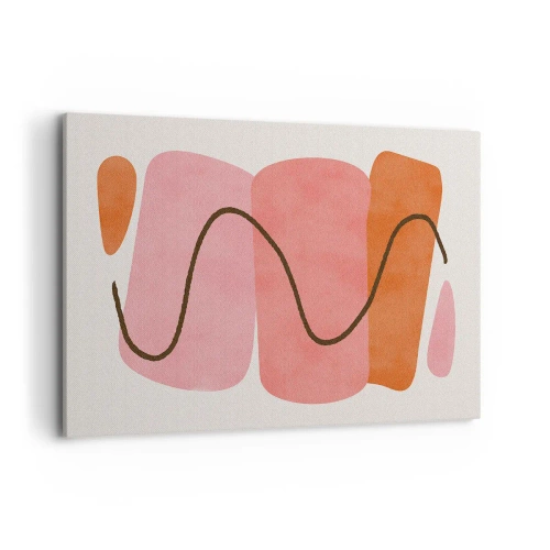 Cuadro sobre lienzo - Impresión de Imagen - Formas abstractas en tonos rosa y naranja. - 120x80cm - Suave movimiento de formas - Decoración de pared moderna para salón y dormitorio ARTTOR