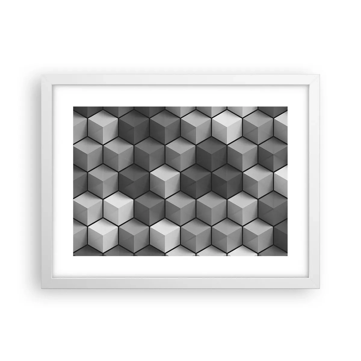 Póster en marco blanco - Rompecabezas cubista - 40x30 cm