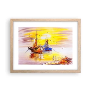 Póster en marco roble claro - Un merecido descanso en el puerto - 40x30 cm