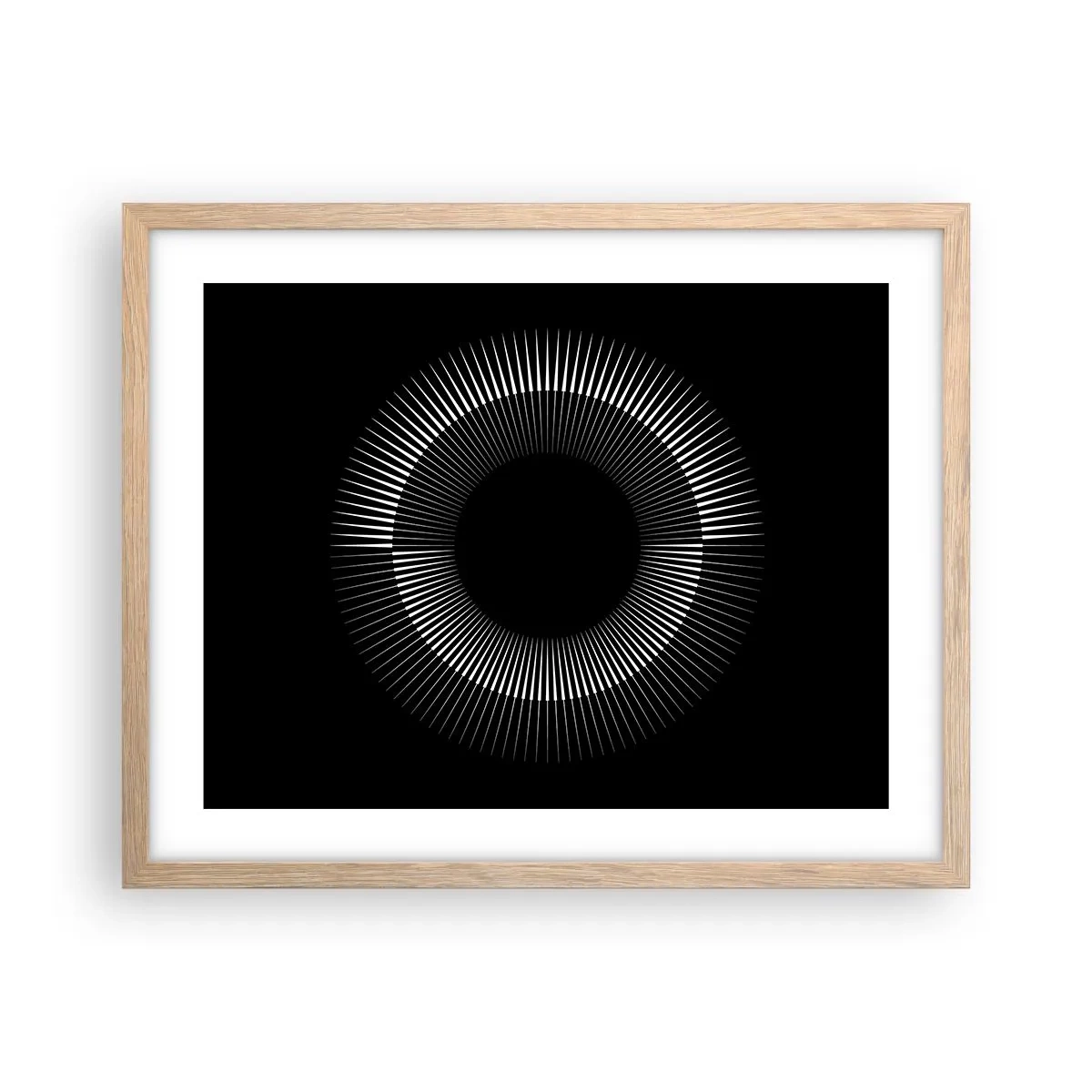 Póster en marco roble claro - Sol negro - 50x40 cm