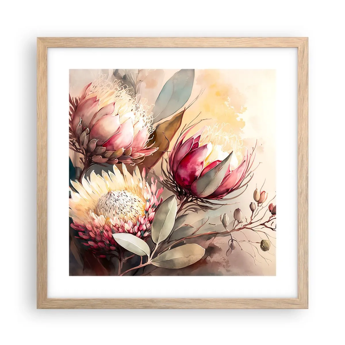 Póster en marco roble claro - De perfil y de frente - 40x40 cm