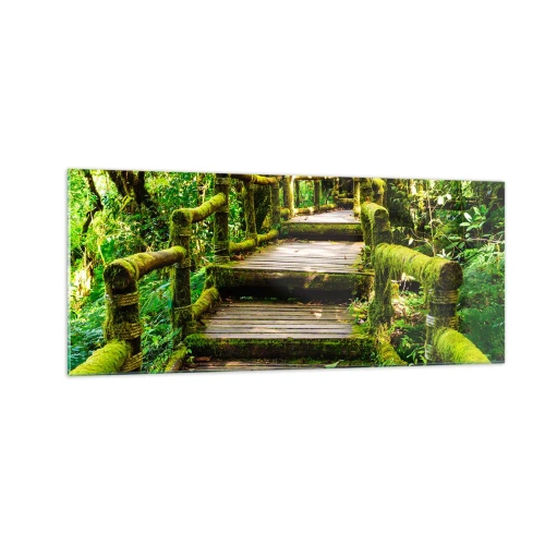 Cuadro sobre vidrio - Impresiones sobre Vidrio - A través de un corredor verde - 100x40 cm