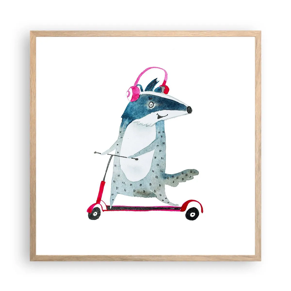 Póster en marco roble claro - Alegrías de tejón - 60x60 cm