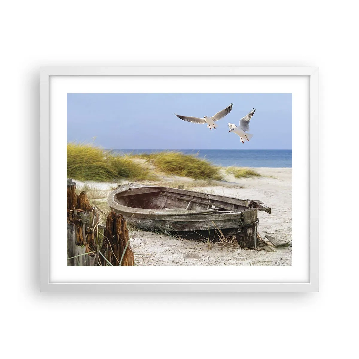 Póster en marco blanco - Bañada por el viento - 50x40 cm