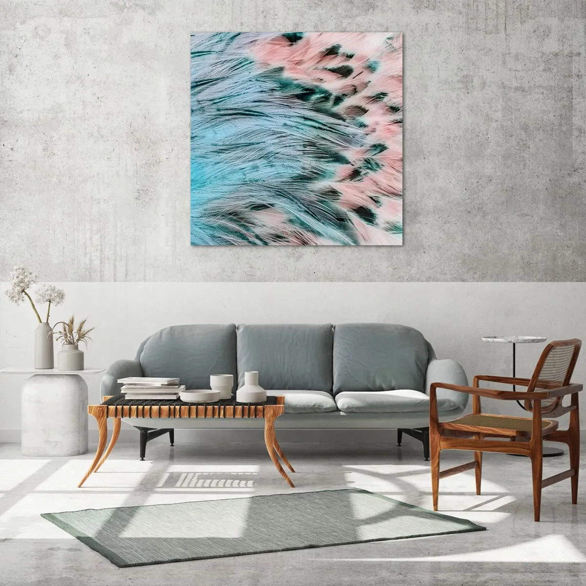 Cuadro sobre vidrio - Impresiones sobre Vidrio - Suavidad rosa zafiro - 60x60 cm