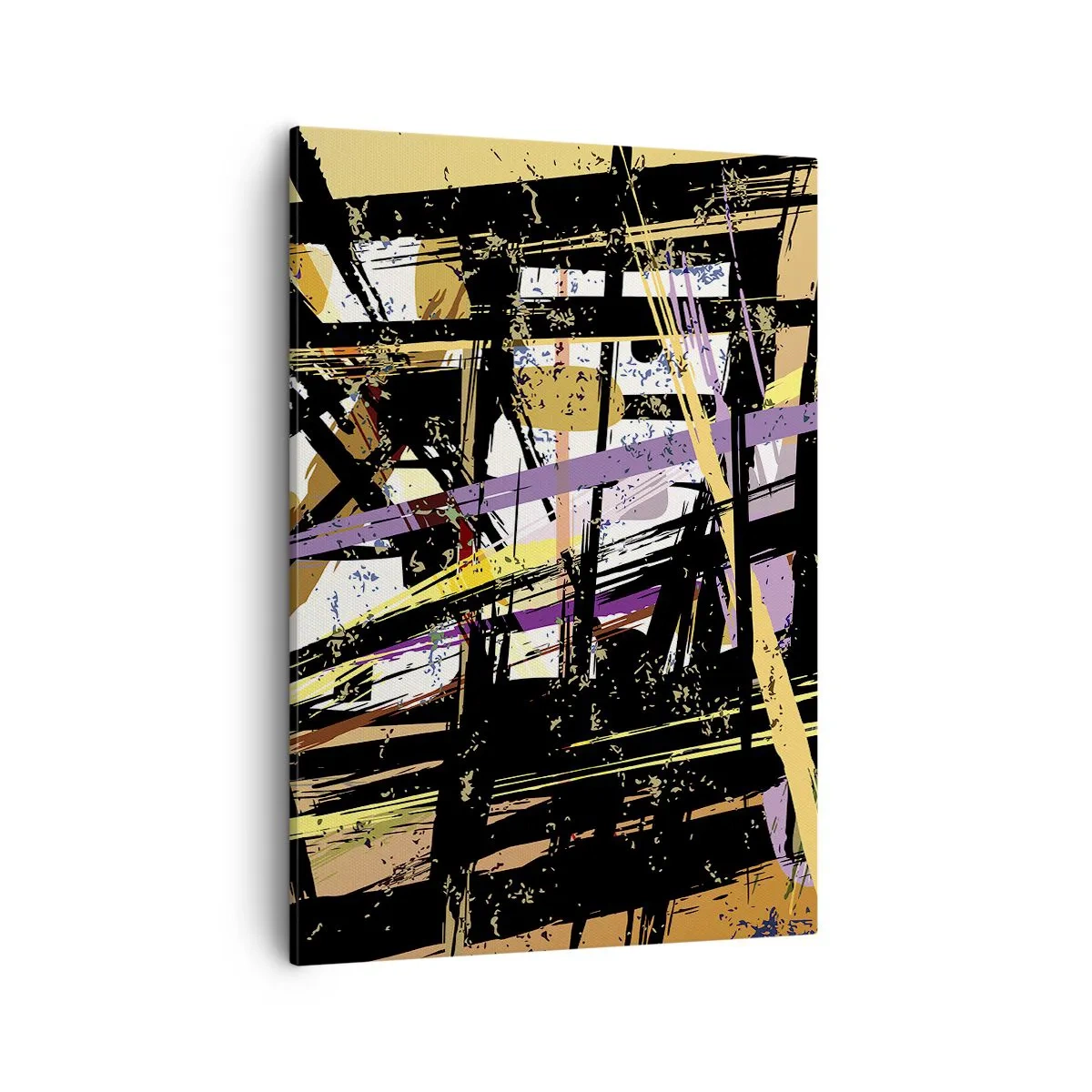 Cuadro sobre lienzo - Impresión de Imagen - Líneas y formas abstractas sobre un fondo beige - 50x70cm - Corte afilado - Decoración de pared moderna para salón y dormitorio ARTTOR