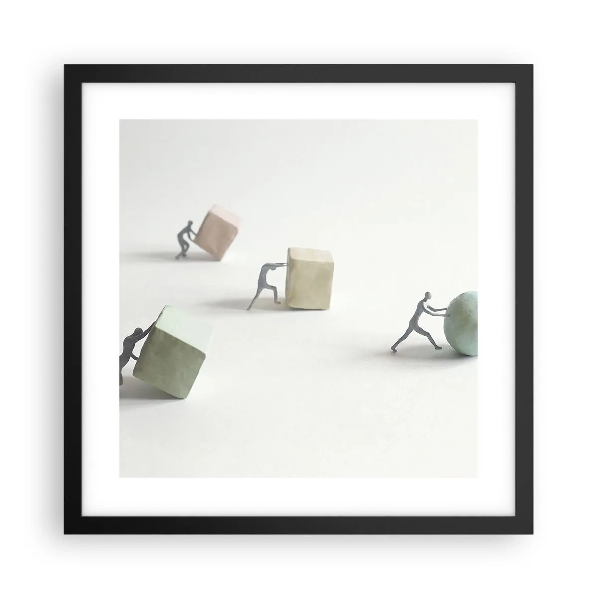 Póster en marco negro - El avance de la geometría - 40x40 cm