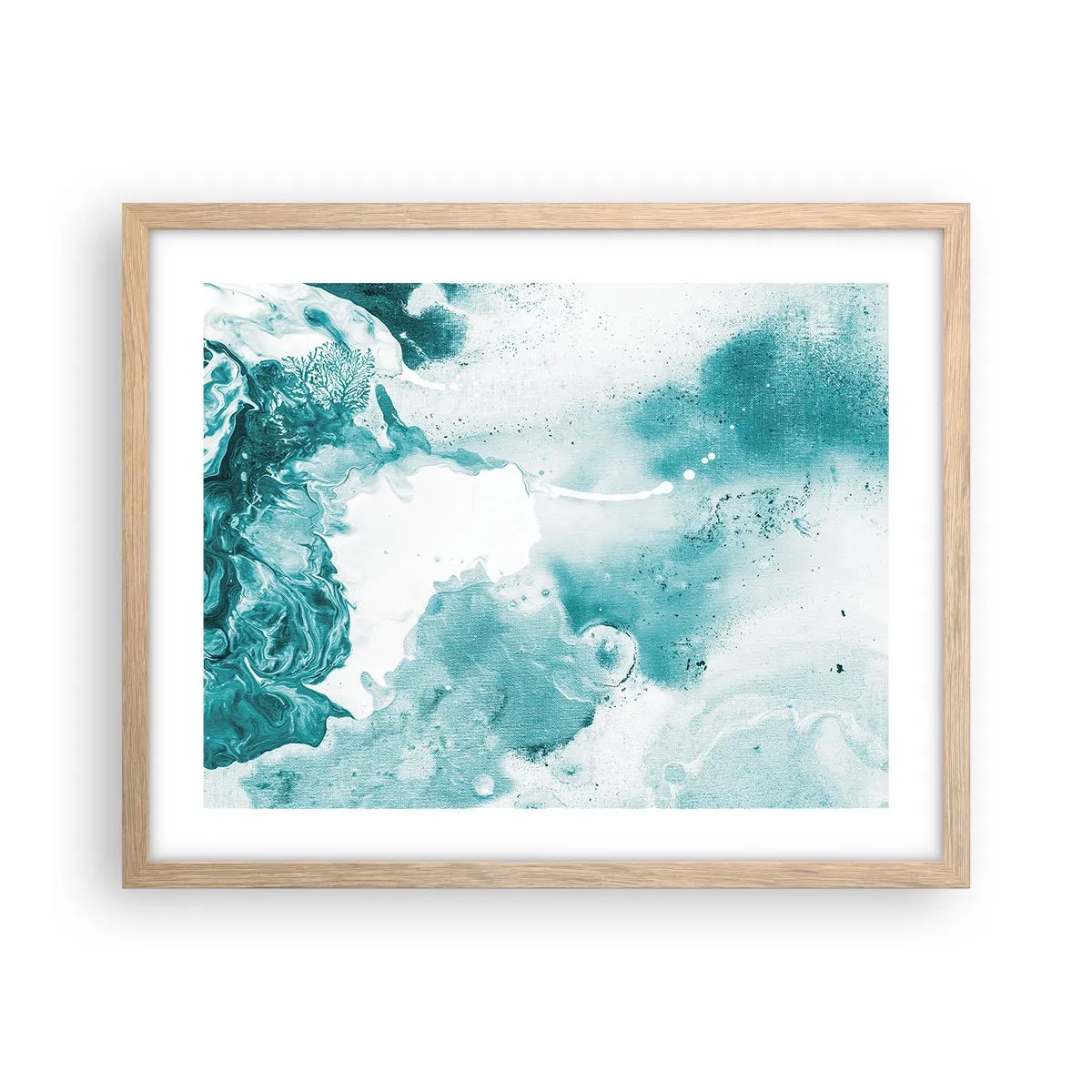 Póster en marco roble claro - Remansos de azul - 50x40 cm