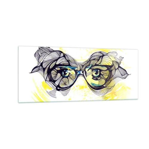 Cuadro sobre vidrio - Impresiones sobre Vidrio - A través de las gafas azules - 100x40 cm