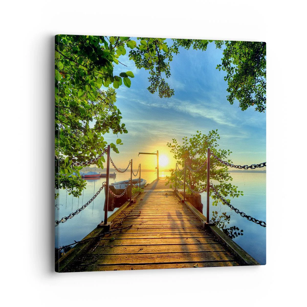 Cuadro sobre lienzo - Impresión de Imagen - Atardecer junto al agua - 40x40 cm