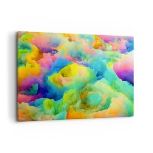 Cuadro sobre lienzo - Impresión de Imagen - Composición abstracta en colores del arco iris - 100x70cm - Arco iris borroso - Decoración de pared moderna para salón y dormitorio ARTTOR