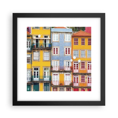 Póster en marco negro - Los colores de la ciudad vieja - 30x30 cm