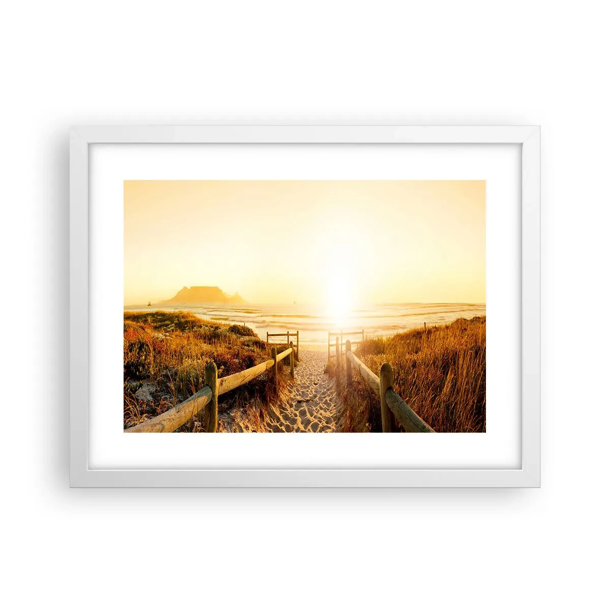 Póster en marco blanco - A través de la duna, hacia el sol - 40x30 cm