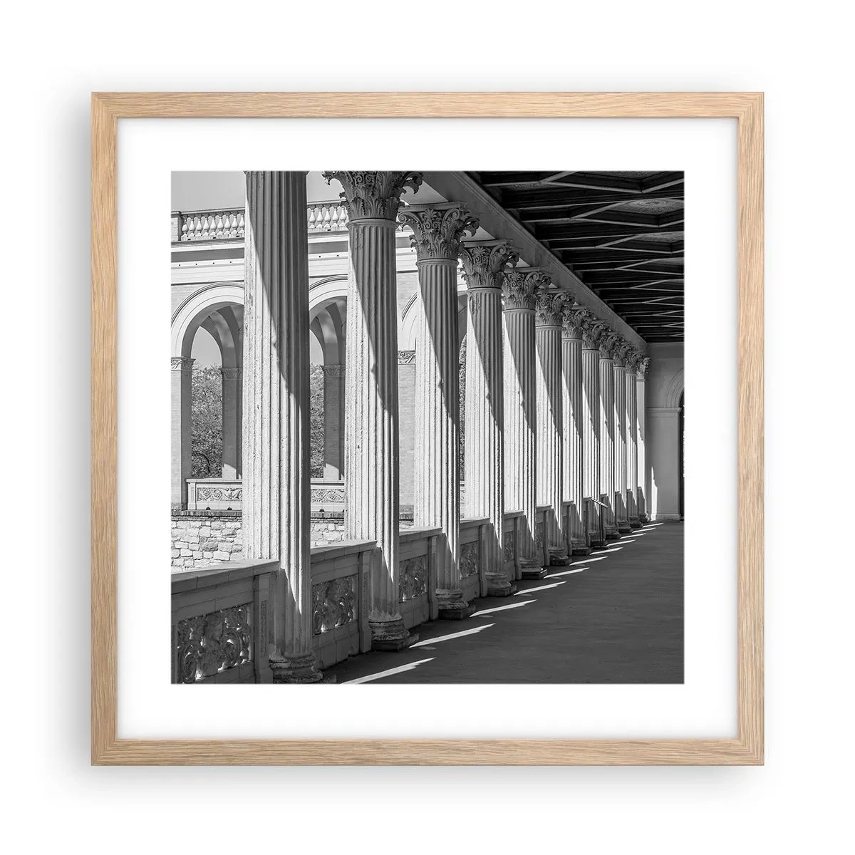 Póster en marco roble claro - Galería soleada - 40x40 cm