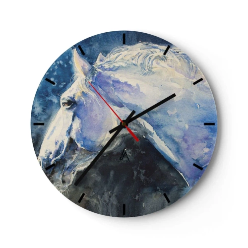 Reloj de pared - Reloj de vidrio - Retrato en un resplandor azul - 40x40 cm