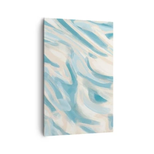 Cuadro sobre lienzo - Impresión de Imagen - Rayas azules abstractas sobre un fondo claro - 80x120cm - Brisas primaverales - Decoración de pared moderna para salón y dormitorio ARTTOR