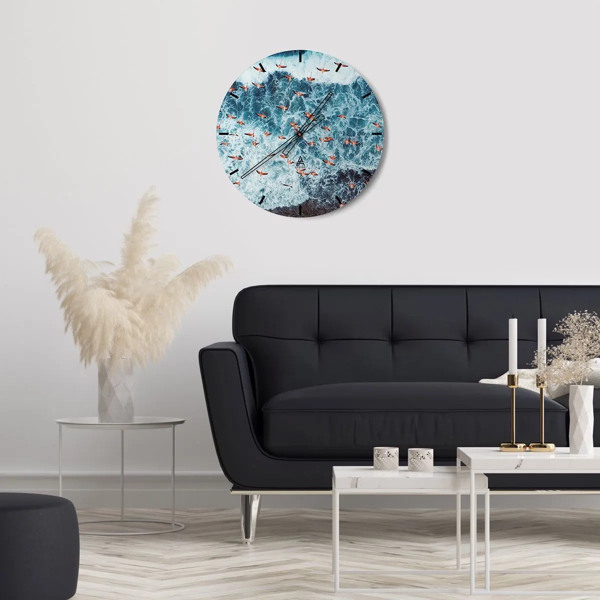 Reloj de pared - Reloj de vidrio - Un desfile marítimo - 40x40 cm