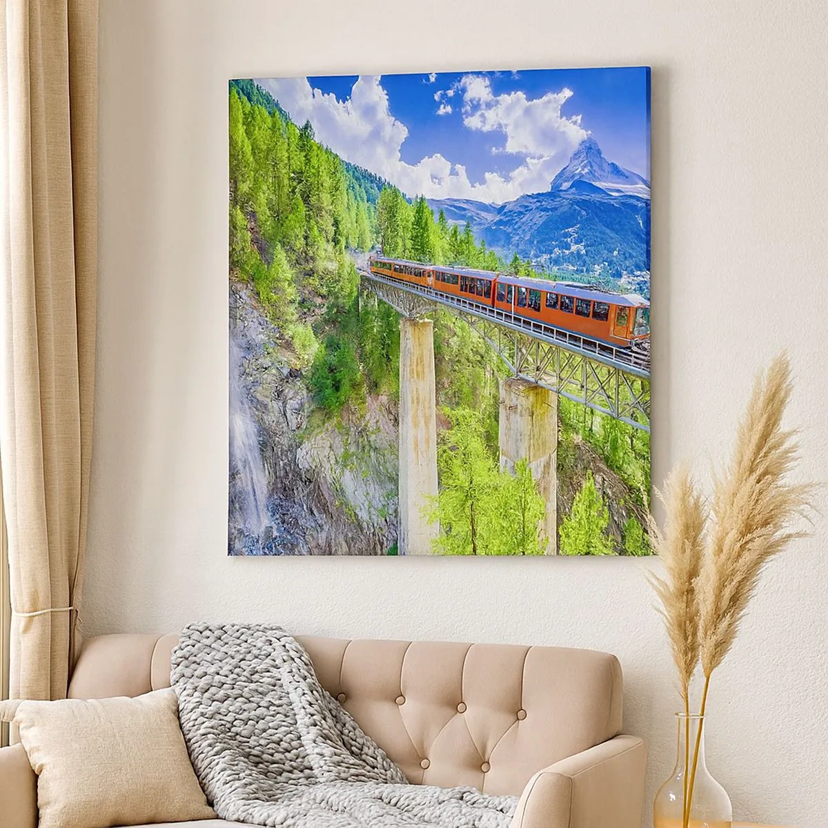 Cuadro sobre lienzo - Impresión de Imagen - Ferrocarril a los Alpes - 30x30 cm