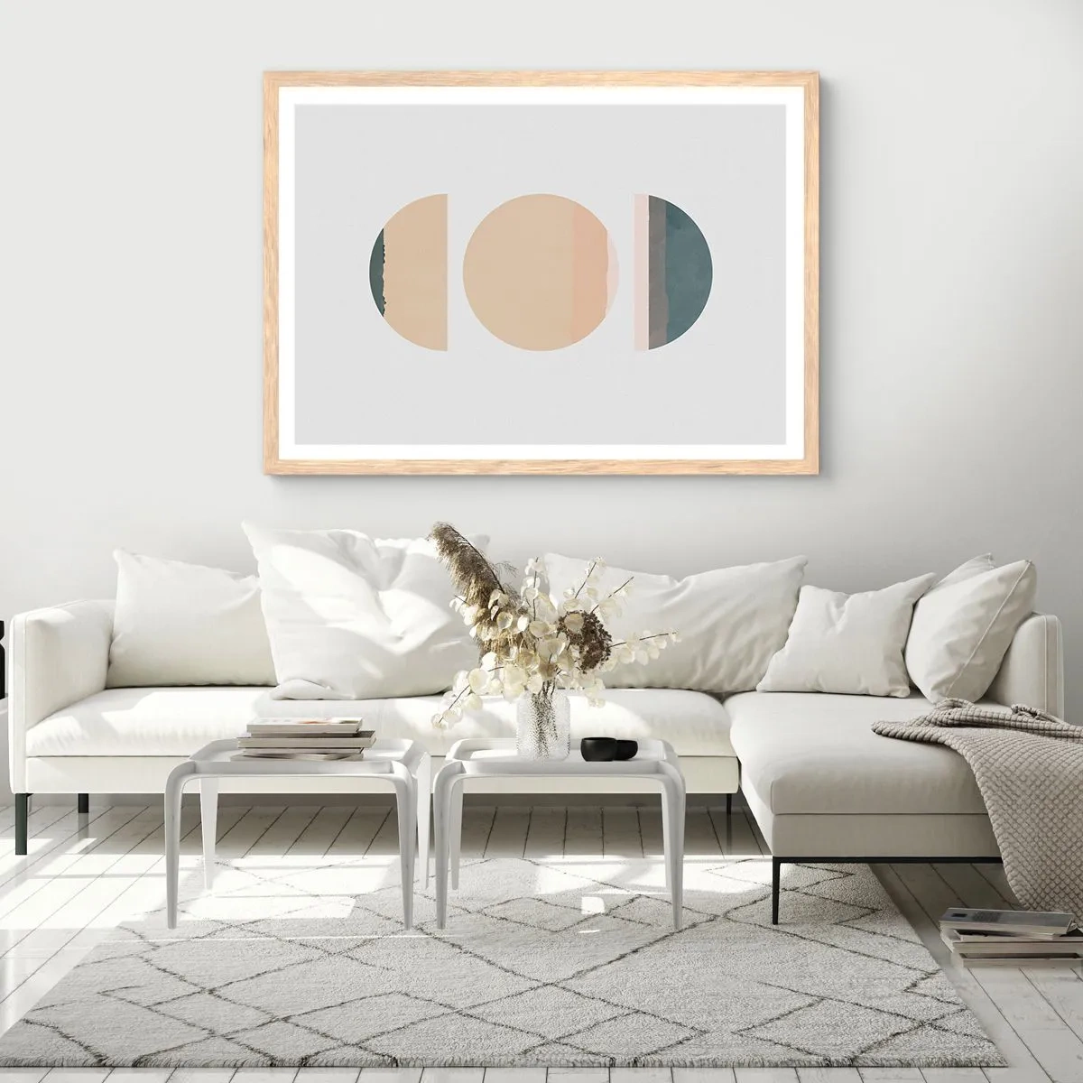 Póster en marco roble claro - Círculo tras círculo - 70x50 cm