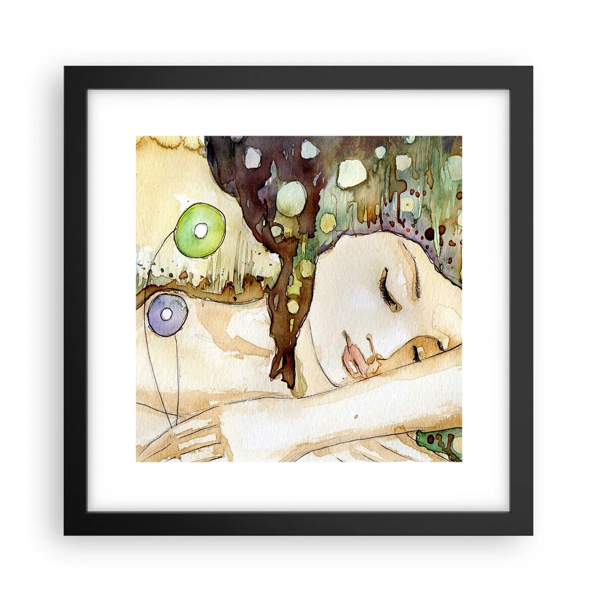 Póster en marco negro - Sueño esmeralda y violeta - 30x30 cm