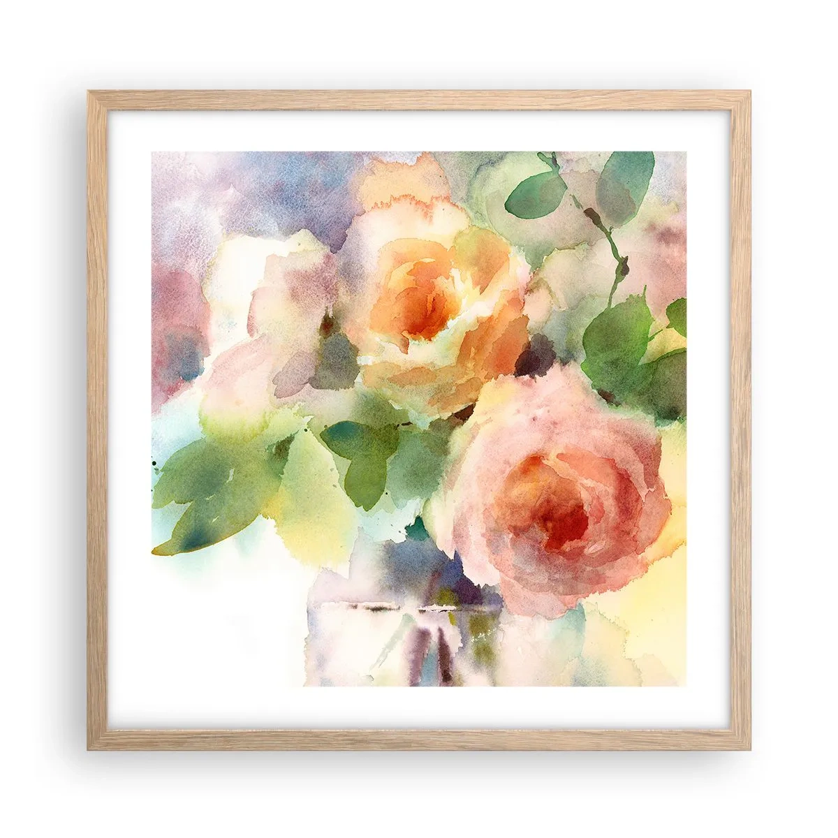 Póster en marco roble claro - Delicado como una acuarela - 50x50 cm