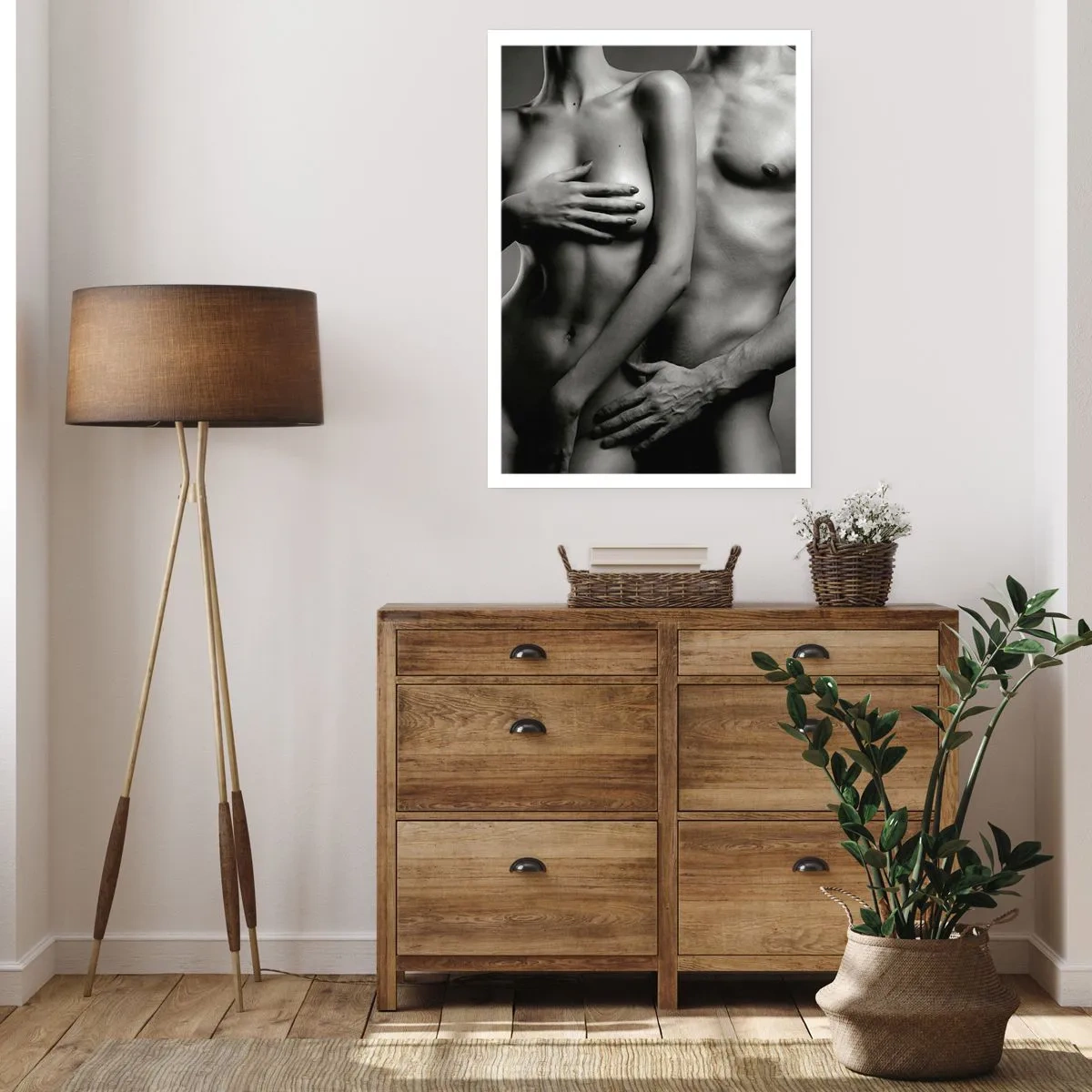 Póster - Desnudo artístico de una mujer y un hombre en blanco y negro - 50x70cm - Adán y Eva - Decoración de pared moderna para salón y dormitorio ARTTOR