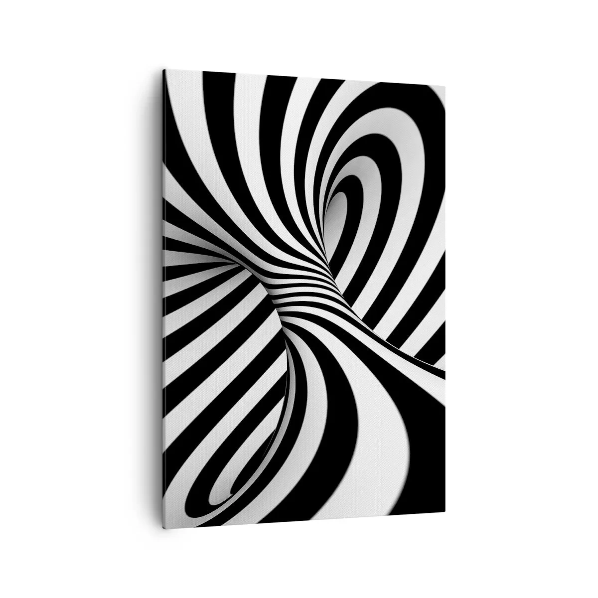 Cuadro sobre lienzo - Impresión de Imagen - Túnel abstracto con rayas espirales blancas y negras - 70x100cm - Composición: espacio de baile - Decoración de pared moderna para salón y dormitorio ARTTOR