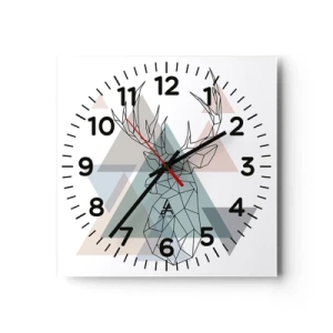 Reloj de pared - Reloj de vidrio - En un bosque geométrico - 30x30 cm