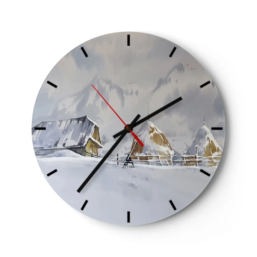 Reloj de pared - Reloj de vidrio - En un valle nevado - 40x40 cm